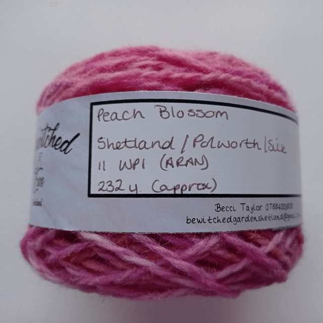 Hand dyed, hand spun Shetland/Polwarth/Silk - Peach blossom