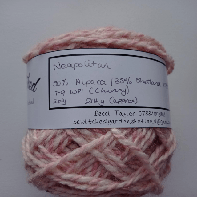 Hand dyed, hand spun Alpaca/Shetland/Silk - Neopolitan