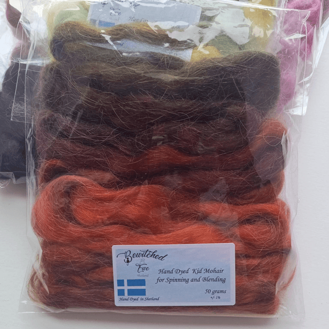 Hand dyed kid mohair 50g